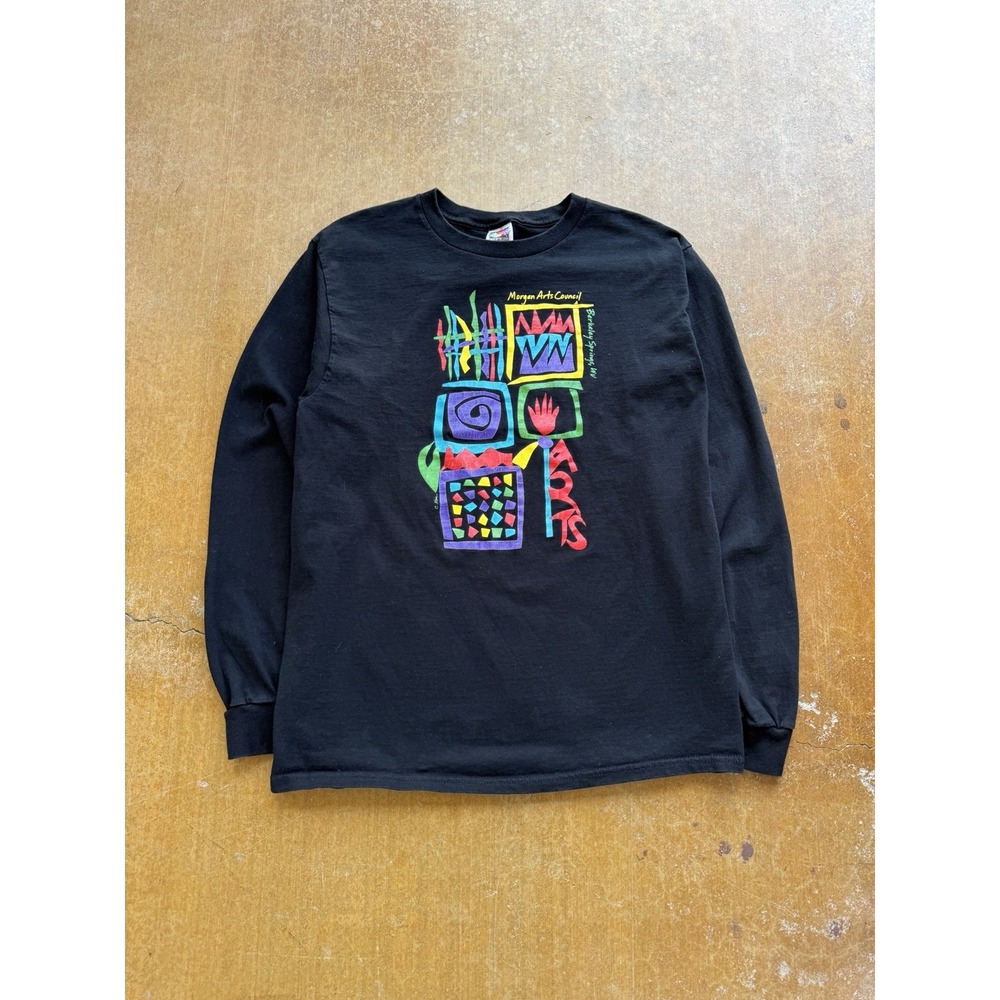 VTG 90s Morgan Arts Council Abstract Picasso Dali Art Long Sleeve T-Shirt Large